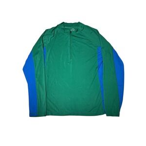 L.L.Bean Men's Green Blue Long Sleeve 1/4 Zip Pullover Athletic Shirt Large